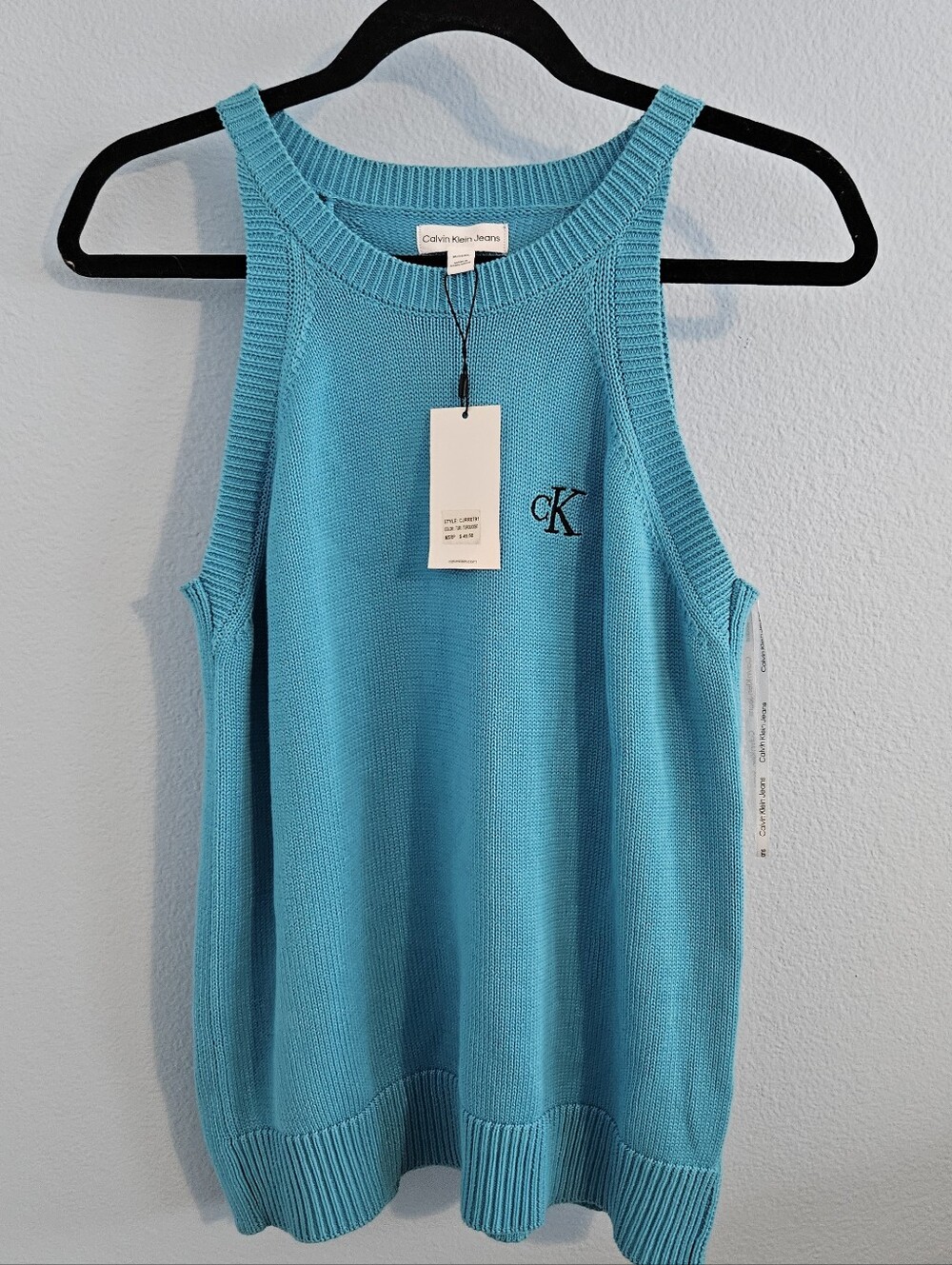Calvin Klein Jeans Turquoise Knit Tank Top